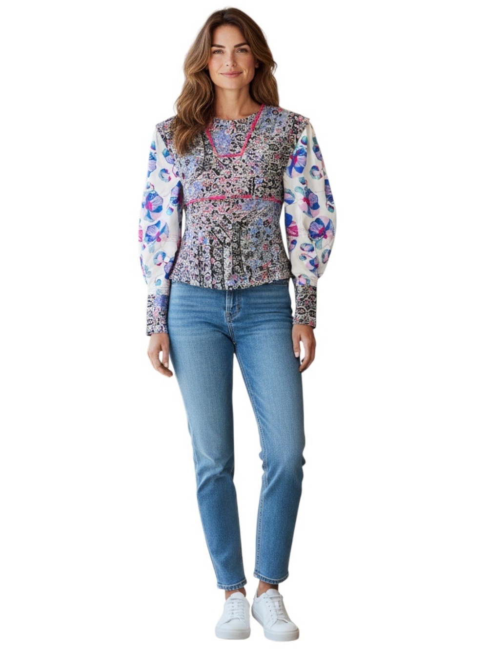 ISABEL MARANT BLUE MULTI FAXINALIA FLORAL PRINTED CROPPED TOP - Picture 7 of 7